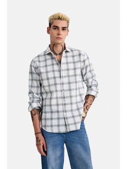 Snitch - Grey Checks Polyester Blend Regular Fit Shirt