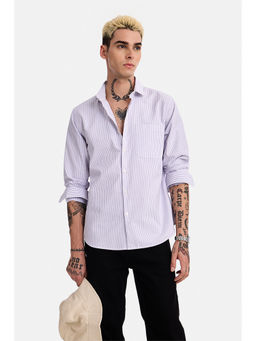 Snitch - Purple Stripes Cotton Regular Fit Shirt