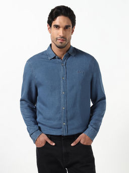 Guess - Blue Solid Lyocell Slim Fit Shirt