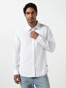 Guess - White Solid Polyester Regular Fit Shirt