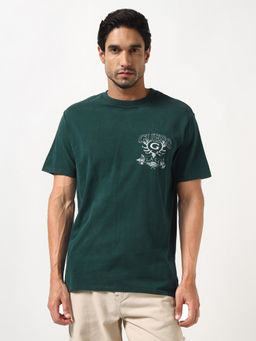Guess - Green Printed Pure Cotton Regular Fit T-Shirt