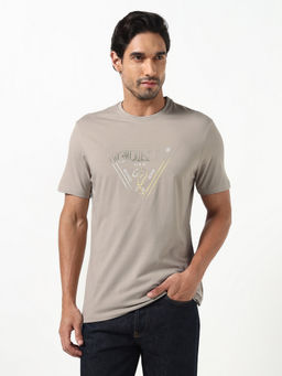 Guess - Grey Printed Cotton Blend Slim Fit T-Shirt