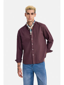 Snitch - Mauve Solid Cotton Regular Fit Shirt