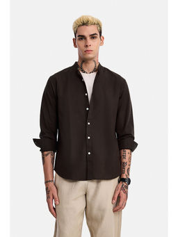 Snitch - Brown Solid Cotton Regular Fit Shirt