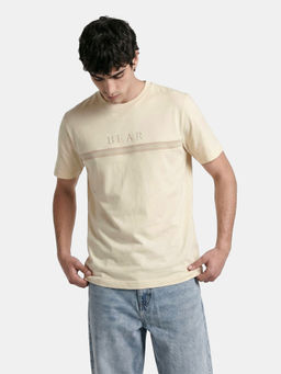 The Bear House - Yellow Solid Cotton Regular Fit T-Shirt