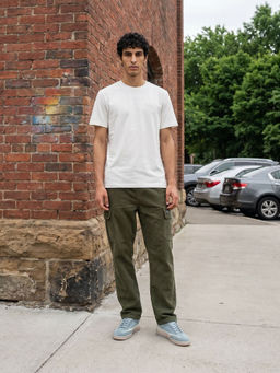 The Bear House - Off White Solid Cotton Regular Fit T-Shirt