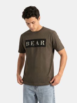 The Bear House - Grey Solid Cotton Regular Fit T-Shirt