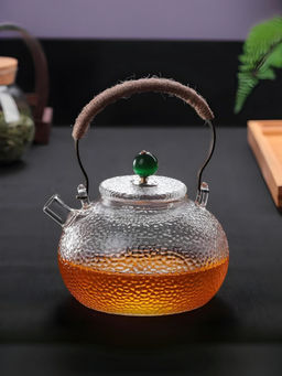 Ekhasa - Glass Tea Kettle with Strainer For Gas Stove (Transparent, 700Ml)