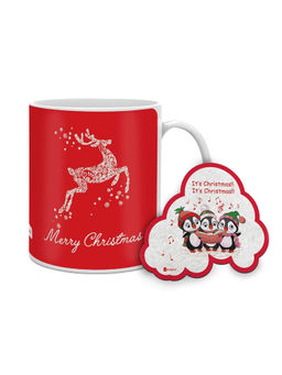 Indigifts - Ceramic Red Coffee Mug & Fridge Magnet