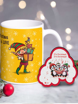 Indigifts - Christmas Mugs On Christmas All I Need Is Love Coffee Mug & Fridge Magnet Combo