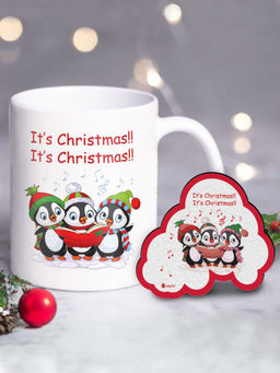 Indigifts - Christmas Decoration Its Christmas Printed Coffee Mug & Fridge Magnet Combo