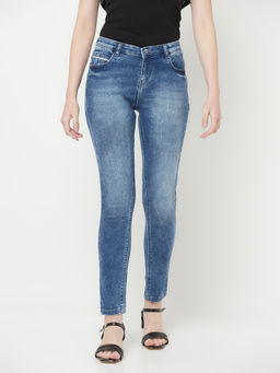 CRIMSOUNE CLUB - Women Blue Solid Light Fade Jeans
