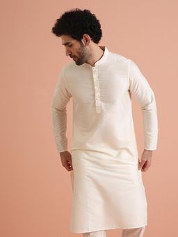 KISAH - Mens Slim Fit Off White Solid Kurta