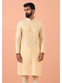 KISAH - Mens Slim Fit Cream Solid Kurta