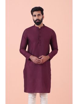 KISAH - Mens Slim Fit Burgundy Solid Kurta