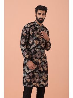 KISAH - Mens Black Printed Kurta