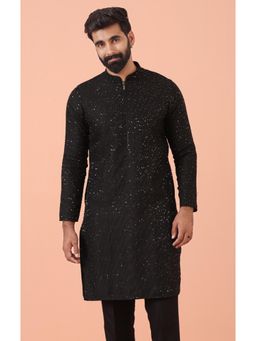 KISAH - Mens Black Embellished Kurta