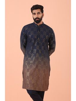 KISAH - Mens Navy Blue Embellished Kurta