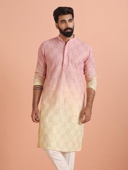 KISAH - Mens Multi-Colour Cotton Embellished Kurta