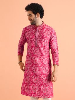 KISAH - Mens Pink Printed Kurta