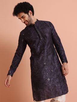 KISAH - Mens Purple Blended Embellished Kurta