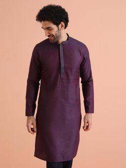KISAH - Mens Purple Blended Ethnic Motifs Kurta