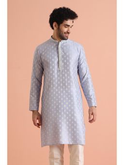 KISAH - Mens Blue Printed Design Kurta