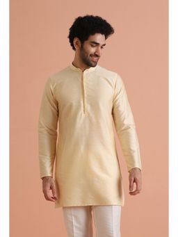 KISAH - Mens Cream Blended Solid Kurta