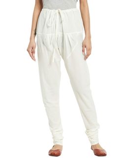 Fabindia - Cotton Cambric Regular Fit Off White Drawstring Churidar