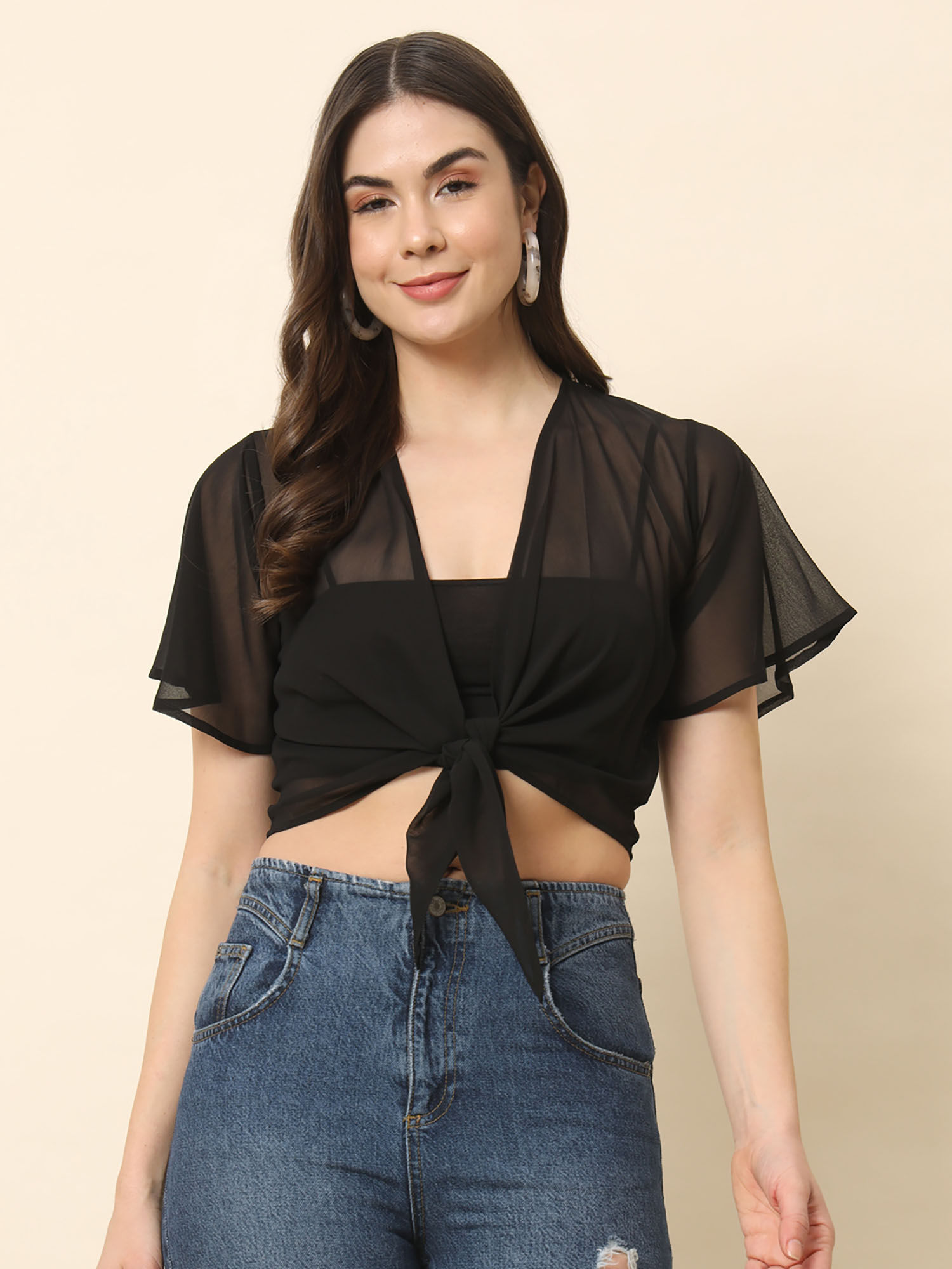 trend arrest Black Waterfall Shrug Black-picture-13