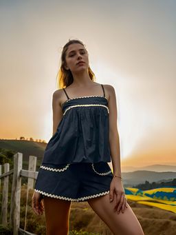 AAREIN - Charcoal Sleeveless Shoulder Straps Casual Co-Ord Set