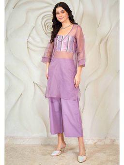 AAREIN - Lavender Three-Quarter Sleeves V-Neck Party Co-Ord Set