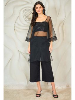 AAREIN - Black Three-Quarter Sleeves V-Neck Party Co-Ord Set
