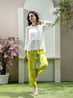 AAREIN - Green Casual Self Design Shirt and Pant