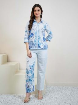 AAREIN - White Three-Quarter Sleeves Floral Co-Ord Set