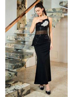AAREIN - Black Sleeveless One Shoulder Party Co-Ord Set