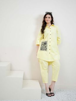 AAREIN - Yellow Three-Quarter Sleeves Casual Co-Ord Set