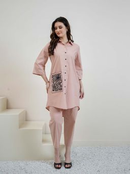 AAREIN - Pink Three-Quarter Sleeves Casual Co-Ord Set