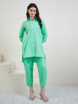 AAREIN - Green Three-Quarter Sleeves Casual Co-Ord Set