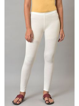 Aurelia - White Cotton Lycra Leggings