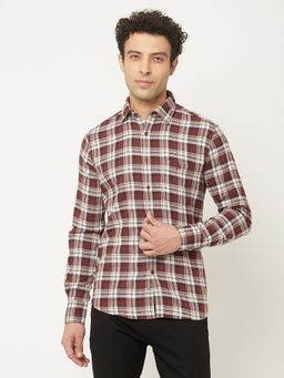 CRIMSOUNE CLUB - Men Brown Shirt in Tartan Checks
