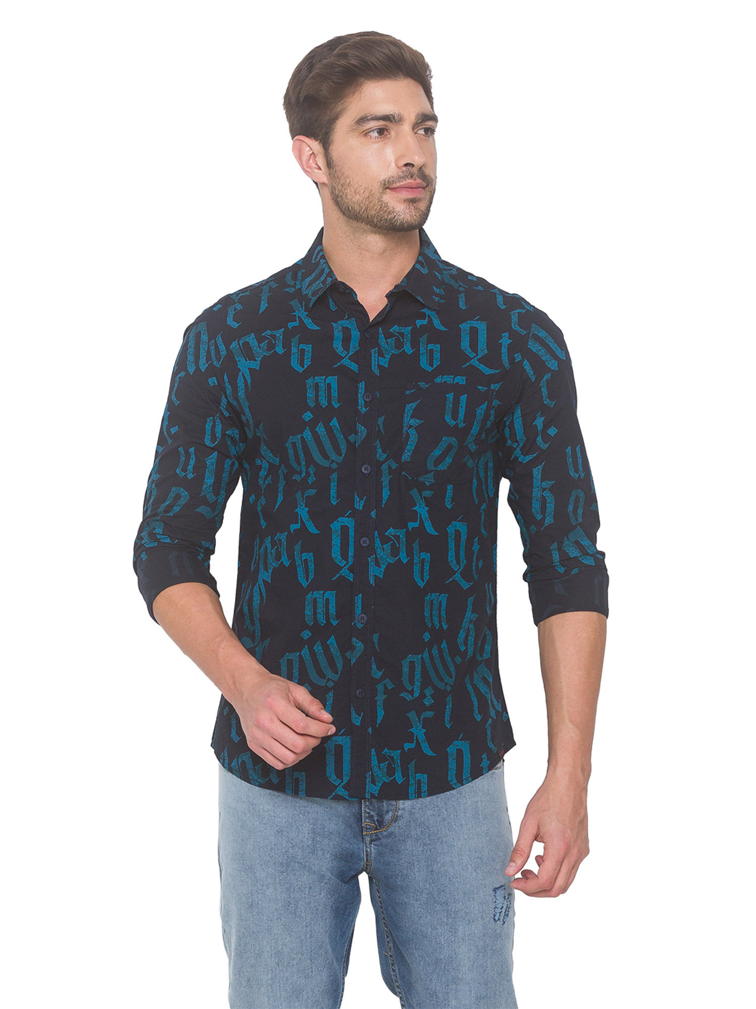 Buy Spykar Men Navy Blue Slim Fit Shirt 