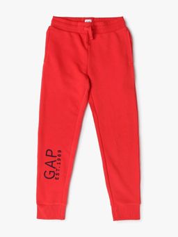 GAP - Red Boy's Embroidered Logo Relaxed Fit Joggers