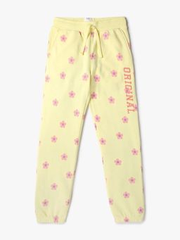 GAP - Yellow Girl's Floral Print Mid Rise Joggers