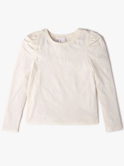 GAP - Off White Girl's Round Neck Studded Top