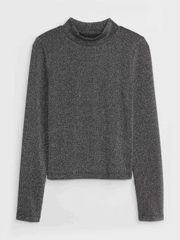GAP - Grey Girl's Mock Neck Ribbed Top