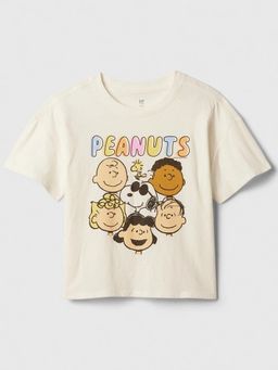 GAP - Off White Girls Peanuts Print Round-Neck T-Shirt
