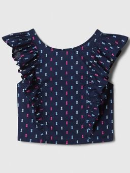 GAP - Navy Blue Embroidered Half Sleeve Top