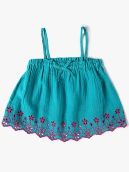GAP - Blue Girl's Cut-Work Pattern Spaghetti Strap Top