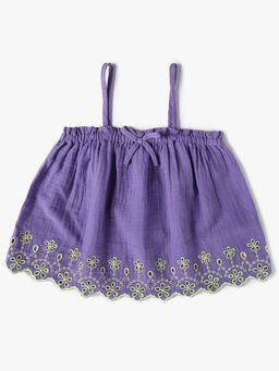GAP - Purple Girl's Cut-Work Pattern Spaghetti Strap Top